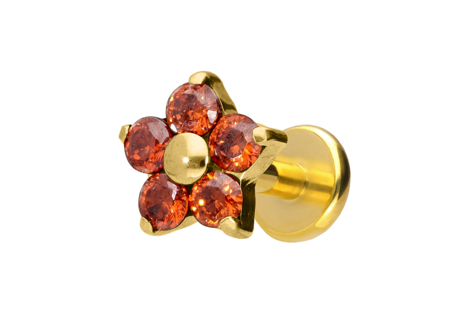 Titan Labret Piercing mit Push Fit KRISTALLBLUME